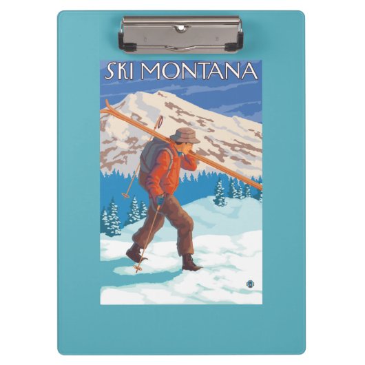 Skier Carrying Snow Skis - Montana Klembord (Voorkant)