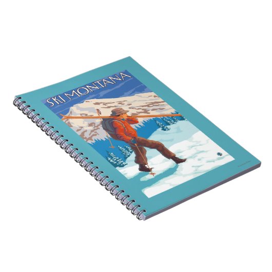 Skier Carrying Snow Skis - Montana Notitieboek (Rechterzijde)
