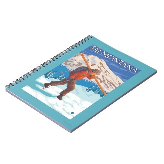 Skier Carrying Snow Skis - Montana Notitieboek (Linkerzijde)