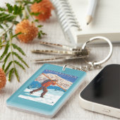 Skier Carrying Snow Skis - Montana Sleutelhanger (Voorkant Rechts)