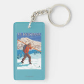 Skier Carrying Snow Skis - Montana Sleutelhanger (achterkant)