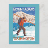 Skier Carrying Snow Skis - Mount Adams, WA Briefkaart (Voorkant)