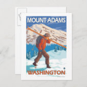 Skier Carrying Snow Skis - Mount Adams, WA Briefkaart (Voorkant / Achterkant)