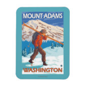 Skier Carrying Snow Skis - Mount Adams, WA Magneet (Verticaal)