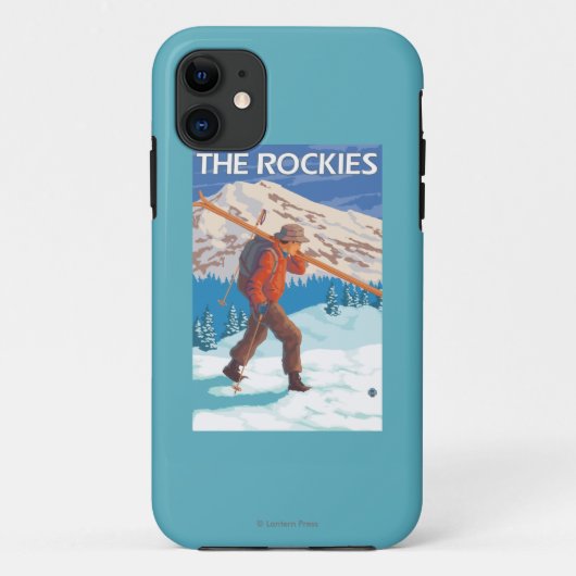 Skier Carrying Snow Skis - The Rockies Case-Mate iPhone Case (Achterkant)