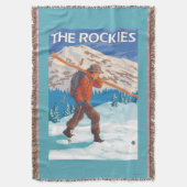 Skier Carrying Snow Skis - The Rockies Deken (Voorkant Verticaal)