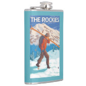 Skier Carrying Snow Skis - The Rockies Heupfles (Rechts)
