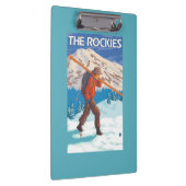 Skier Carrying Snow Skis - The Rockies Klembord (Rechts)