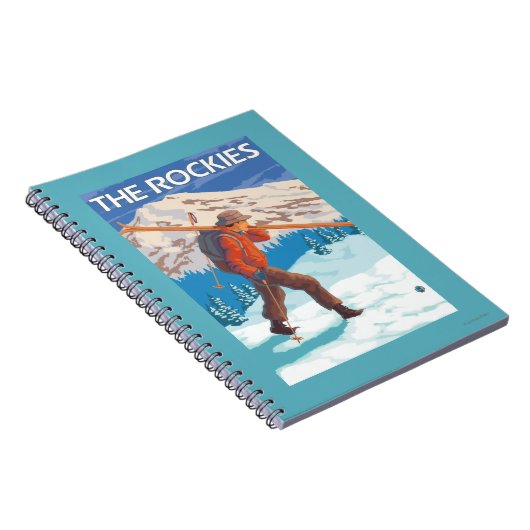 Skier Carrying Snow Skis - The Rockies Notitieboek (Rechterzijde)