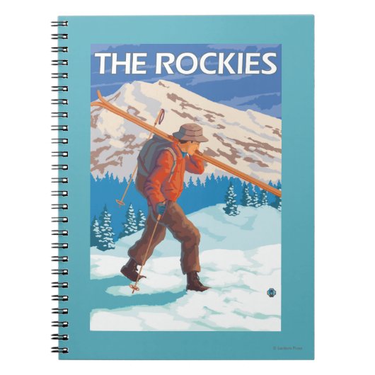 Skier Carrying Snow Skis - The Rockies Notitieboek (Voorkant)