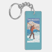 Skier Carrying Snow Skis - The Rockies Sleutelhanger (Voorkant Links)