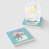 Skier Carrying Snow Skis - The Rockies Stenen Onderzetter (Zijkant)