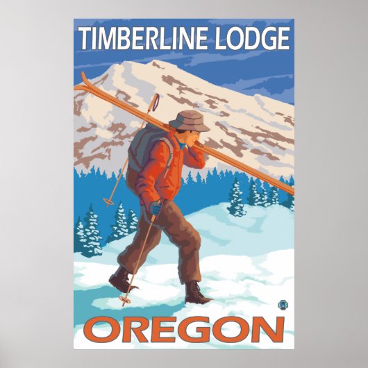 Skier Carrying Snow Skis - Timberline Lodge, OR Poster (Voorkant)