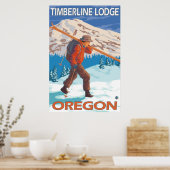Skier Carrying Snow Skis - Timberline Lodge, OR Poster (Keuken)