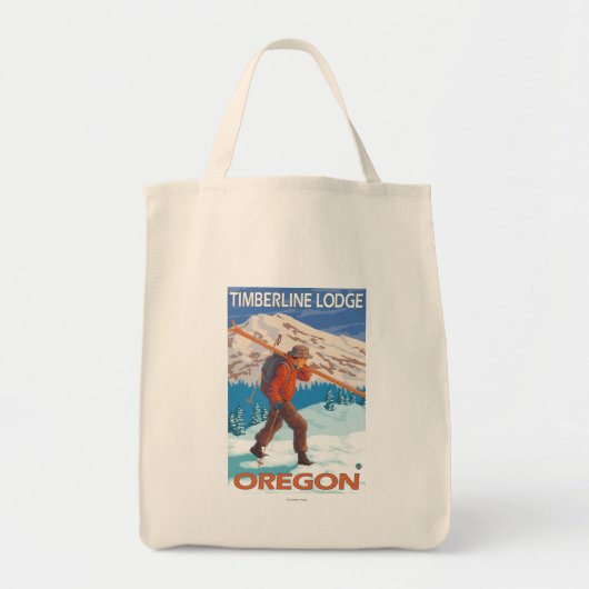 Skier Carrying Snow Skis - Timberline Lodge, OR Tote Bag (Voorkant)