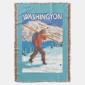 Skier Carrying Snow Skis - Washington Deken (Voorkant Verticaal)