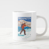 Skier Carrying Snow Skis - Washington Grote Koffiekop (Rechts)
