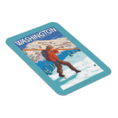 Skier Carrying Snow Skis - Washington Magneet (Rechterzijde)