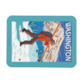 Skier Carrying Snow Skis - Washington Magneet (Horizontaal)