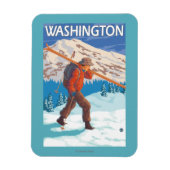 Skier Carrying Snow Skis - Washington Magneet (Verticaal)