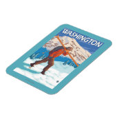 Skier Carrying Snow Skis - Washington Magneet (Linkerzijde)