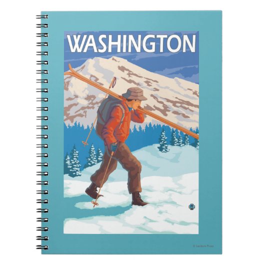 Skier Carrying Snow Skis - Washington Notitieboek (Voorkant)