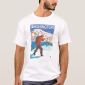 Skier Carrying Snow Skis - Washington T-shirt (Voorkant)