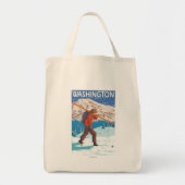 Skier Carrying Snow Skis - Washington Tote Bag (Voorkant)