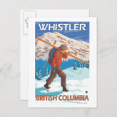 Skier Carrying Snow Skis - Whistler, BC Canada Briefkaart (Voorkant / Achterkant)
