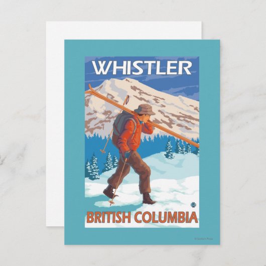Skier Carrying Snow Skis - Whistler, BC Canada Briefkaart (Voorkant / Achterkant)