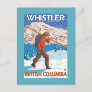 Skier Carrying Snow Skis - Whistler, BC Canada Briefkaart