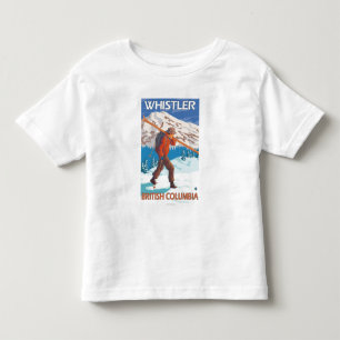Skier Carrying Snow Skis - Whistler, BC Canada Kinder Shirts