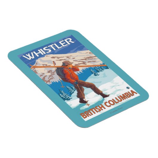 Skier Carrying Snow Skis - Whistler, BC Canada Magneet (Rechterzijde)