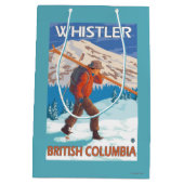 Skier Carrying Snow Skis - Whistler, BC Canada Medium Cadeauzakje (Achterkant)