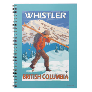 Skier Carrying Snow Skis - Whistler, BC Canada Notitieboek