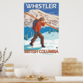 Skier Carrying Snow Skis - Whistler, BC Canada Poster (Keuken)