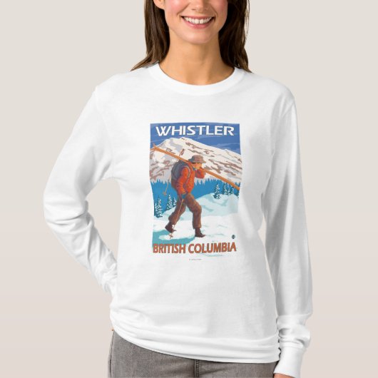 Skier Carrying Snow Skis - Whistler, BC Canada T-shirt (Voorkant)