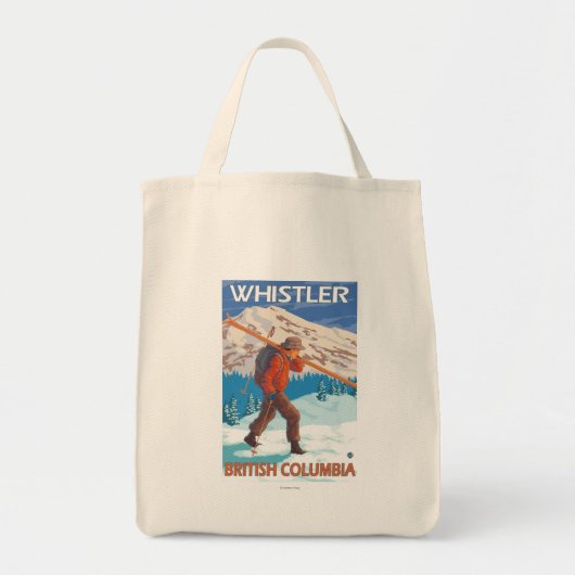 Skier Carrying Snow Skis - Whistler, BC Canada Tote Bag (Voorkant)