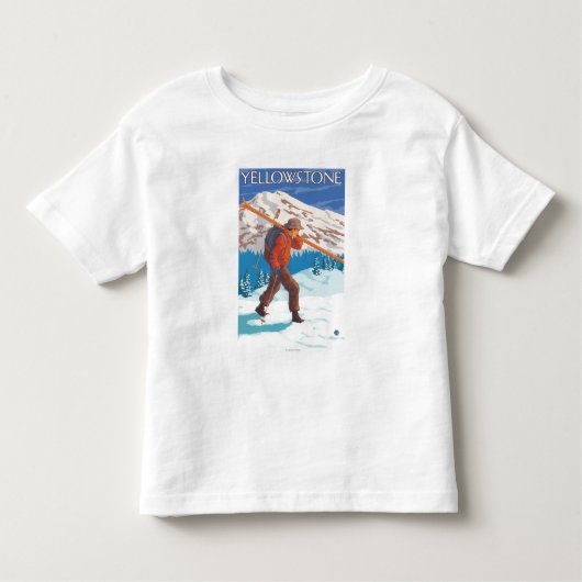 Skier Carrying Snow Skis - Yellowstone Nat'l Kinder Shirts (Voorkant)