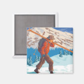 Skier Carrying Snow Skis - Yellowstone Nat'l Magneet (Voorkant / Achterkant)