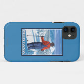 Skiër die Montana bewondert - Reisposter uit het v Case-Mate iPhone Case (Achterkant (horizontaal))