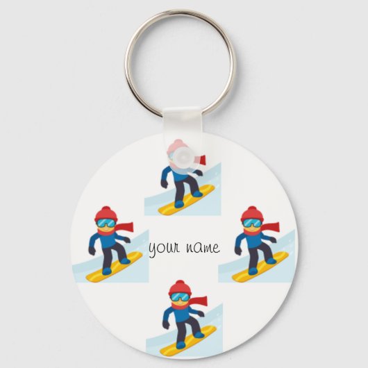 Skier Emoji en '' Jouw naam here " Sleutelhanger (Voorkant)