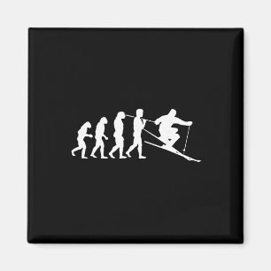 Skiër Evolutie Ski Skisport Cadeau Wintersport Magneet