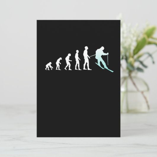 Skier Evolution Skiing Ski Snowboard Winter Sports Bedankkaart (Staand voorkant)