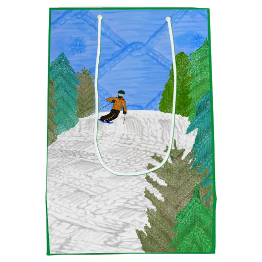 Skiër geschenktas medium cadeauzakje (Achterkant)