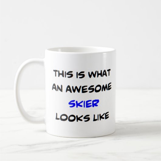 skier, geweldige koffiemok (Links)
