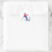 Skier Girl Ronde Sticker (Tas)