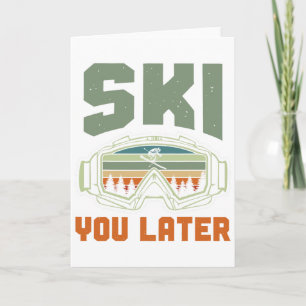Skiër Grappig Ski Je Later Winter Skieden Kaart