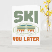 Skiër Grappig Ski Je Later Winter Skieden Kaart (Gele Bloem)