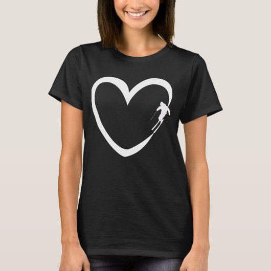 Skier Heart Skiing Funny Gift Ski Slope T-shirt (Voorkant)